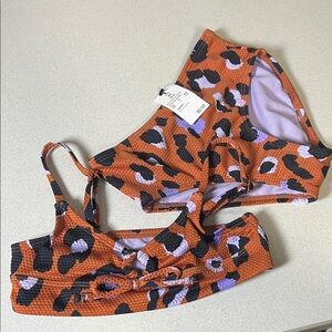 Art Class Orange and Black Patterned Swimwear